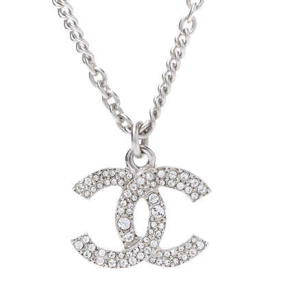 Chanel Crystal CC Necklace Silver 4 of 7