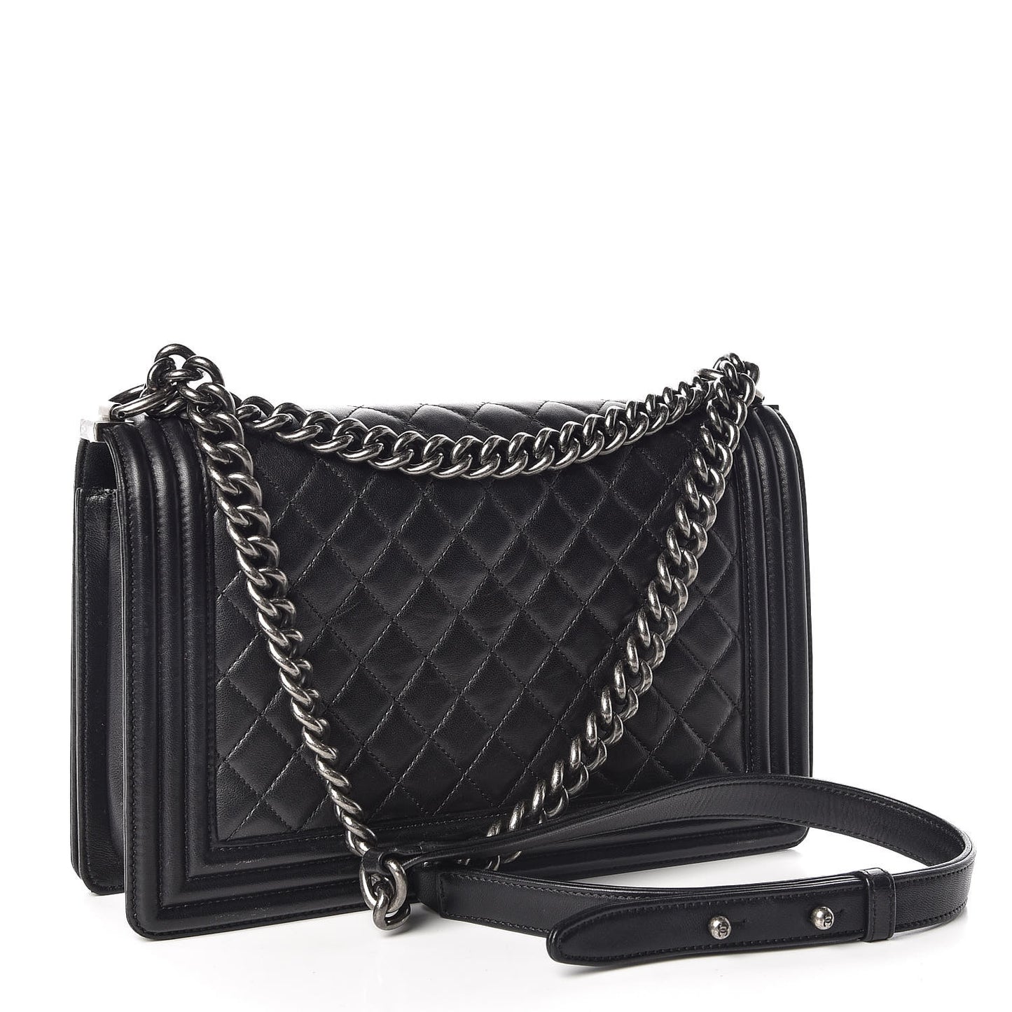 Lambskin Quilted New Medium Boy Flap Black