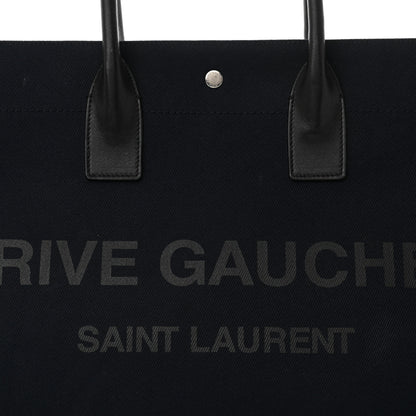 Saint Laurent Linen Calfskin Rive Gauche Tote Navy 8 of 12
