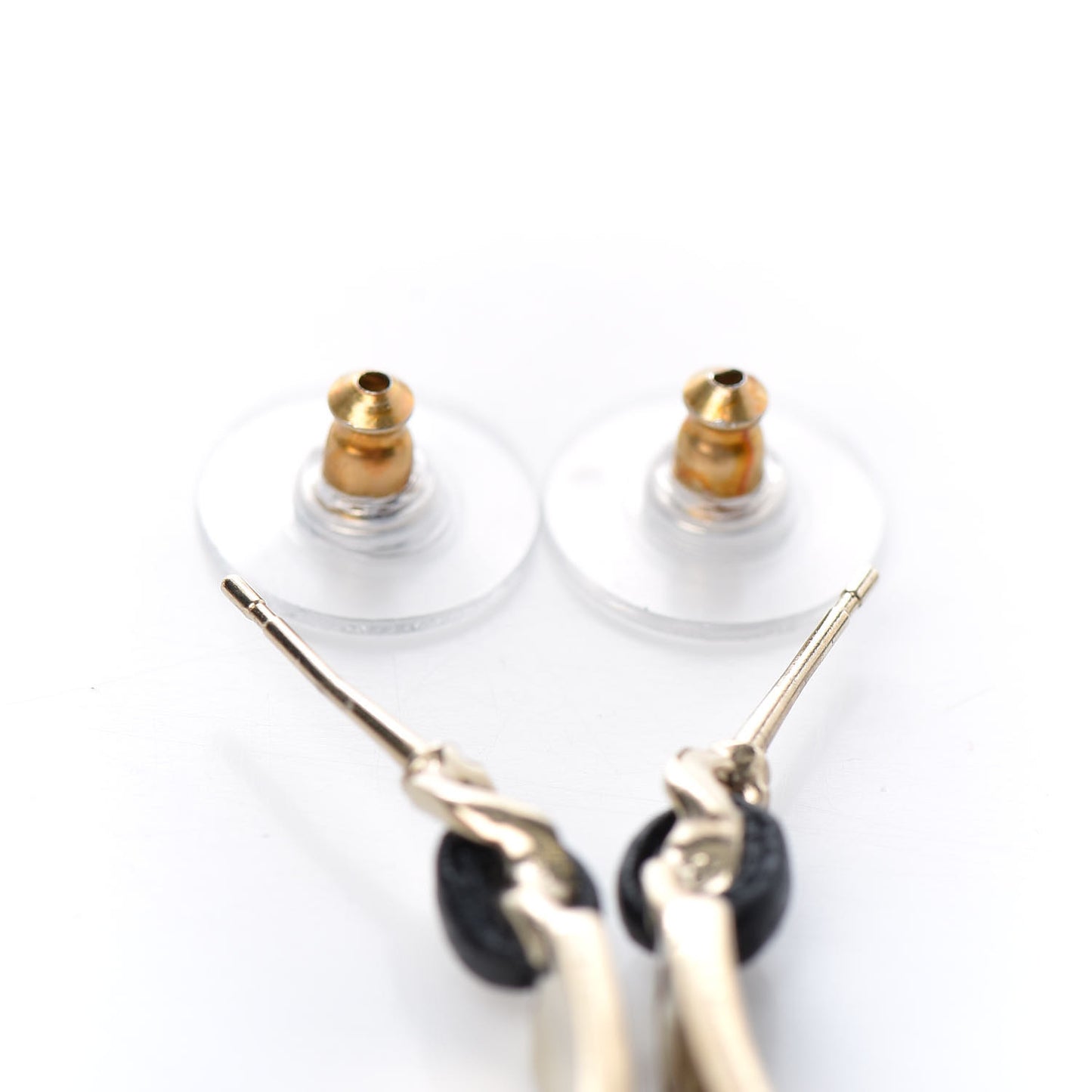 Metal Lambskin Crystal Sergeant Chanel Hoop Earrings Gold