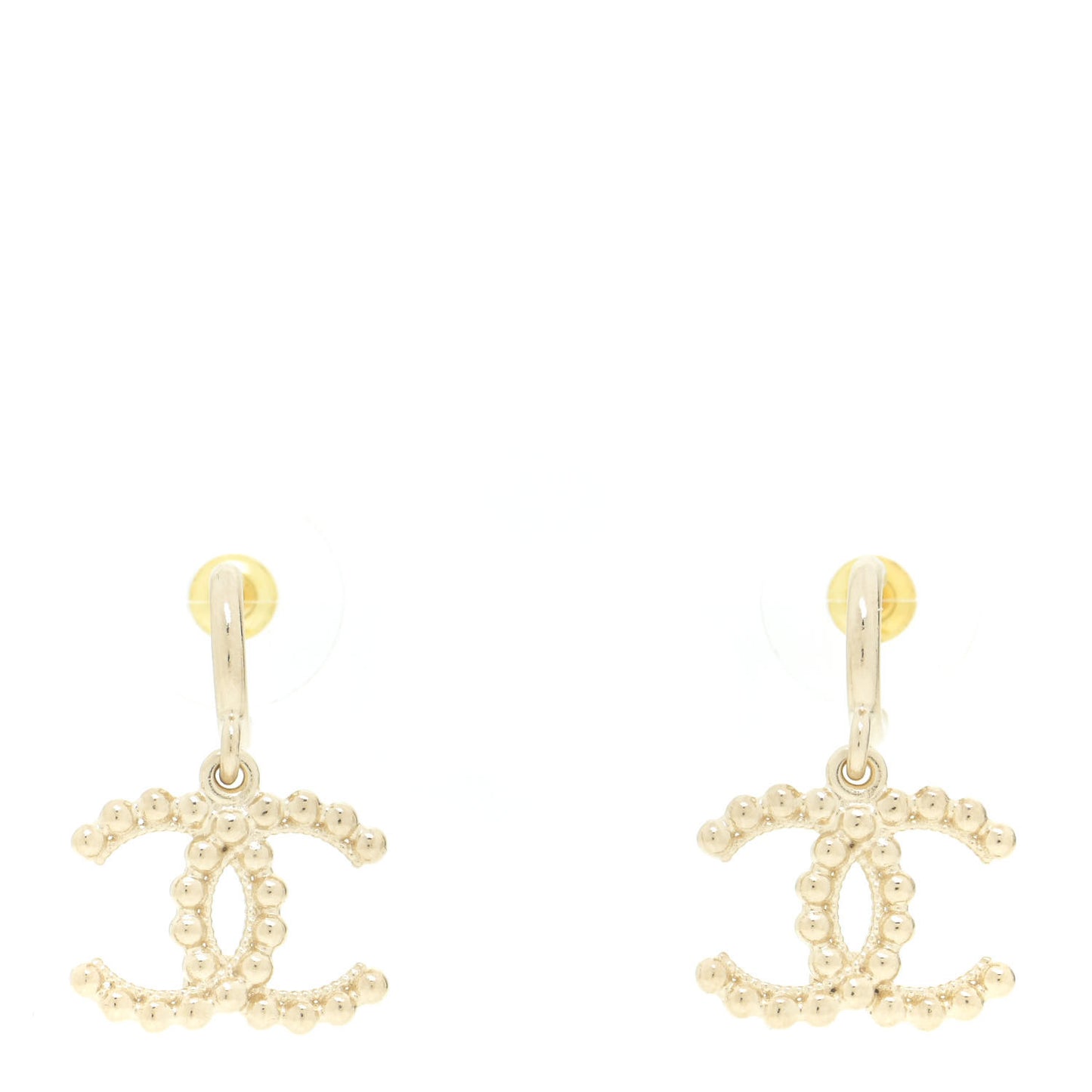 Metal Bead CC Drop Earrings Gold