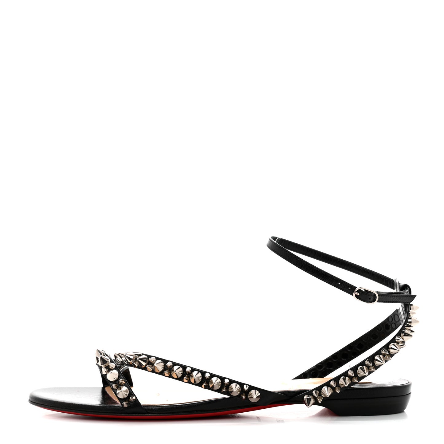 Nappa Spike Mafaldina 100 Flat Sandals 37.5 Black