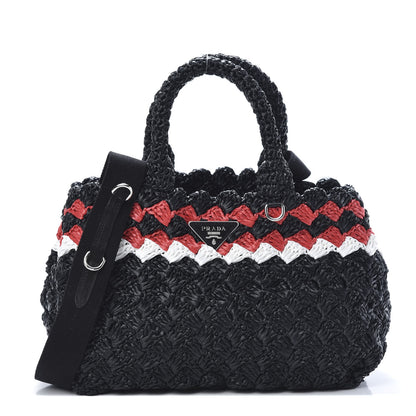 Prada Raffia Crochet Giardiniera Tote Black 1 of 12