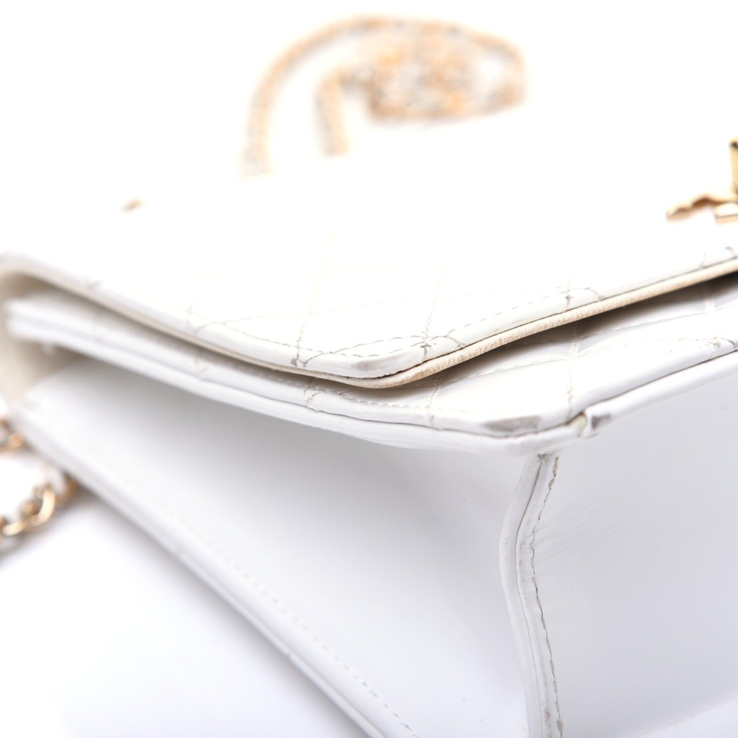 Chanel Glazed Calfskin Stitched Mini Square Flap White 16 of 19