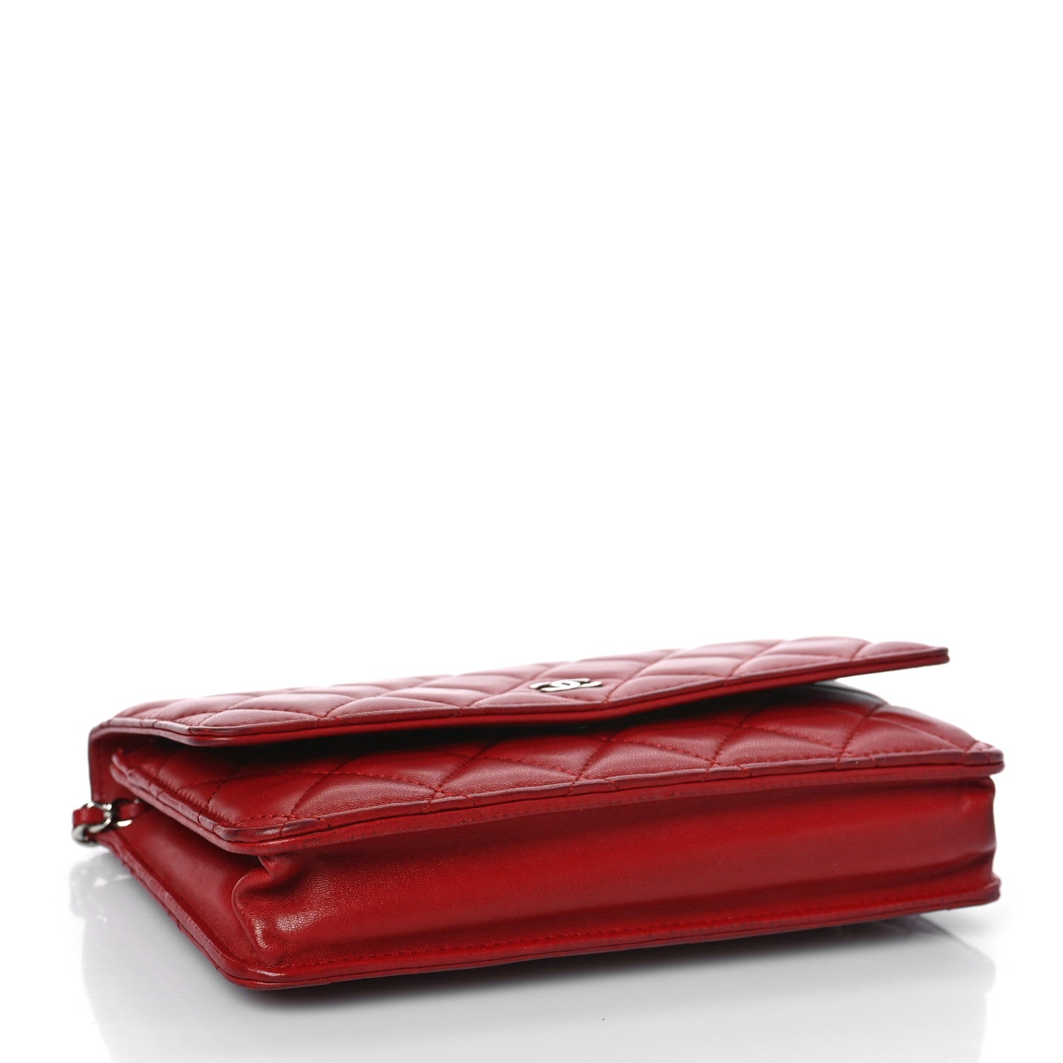 Chanel Lambskin Quilted Wallet On Chain WOC Red 4 of 12