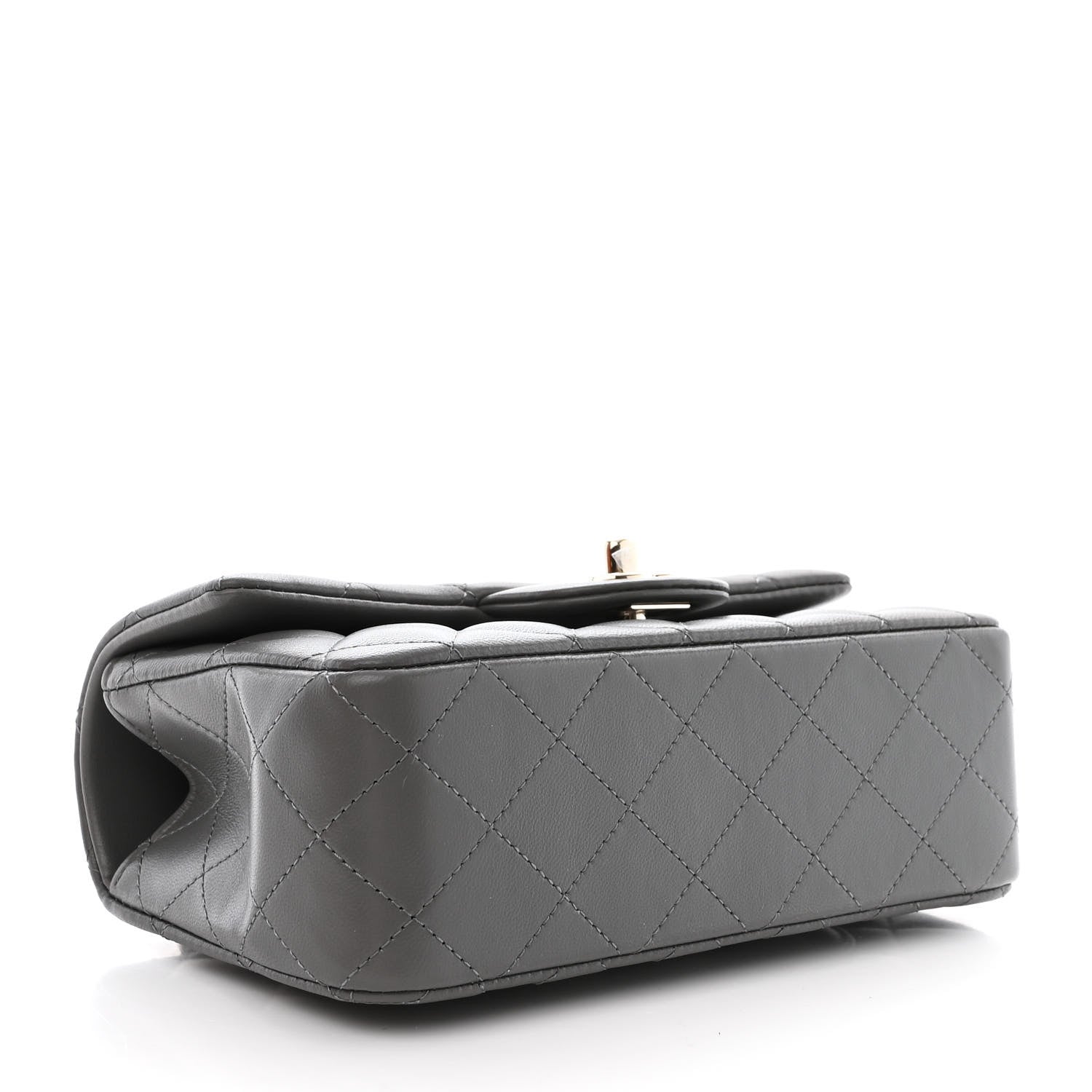 Chanel Lambskin Quilted Mini Top Handle Rectangular Flap Dark Grey 4 of 11