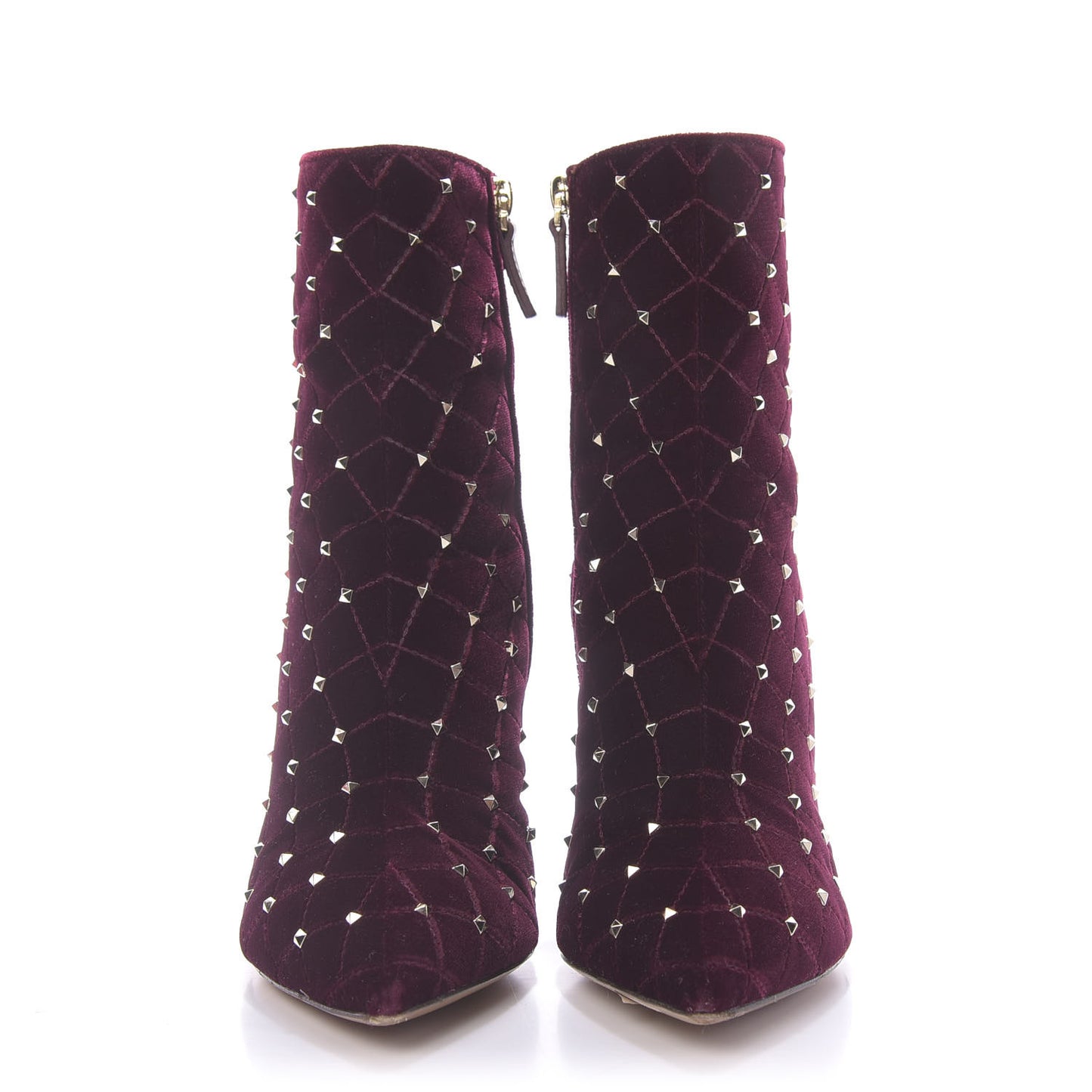Velvet Rockstud Spike Court Ankle Booties 36 Rubino