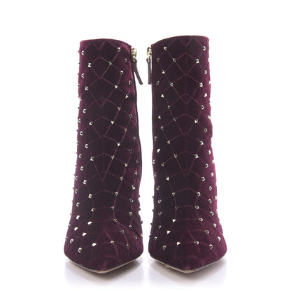 Valentino Garavani Velvet Rockstud Spike Court Ankle Booties 36 Rubino 2 of 11