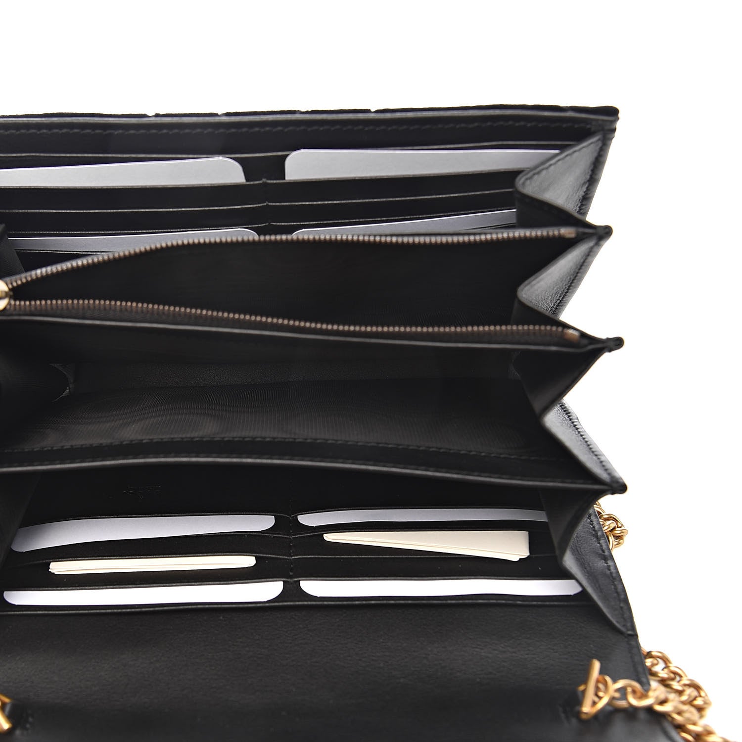 Gucci Velvet Matelasse GG Marmont Chain Wallet Black 5 of 10