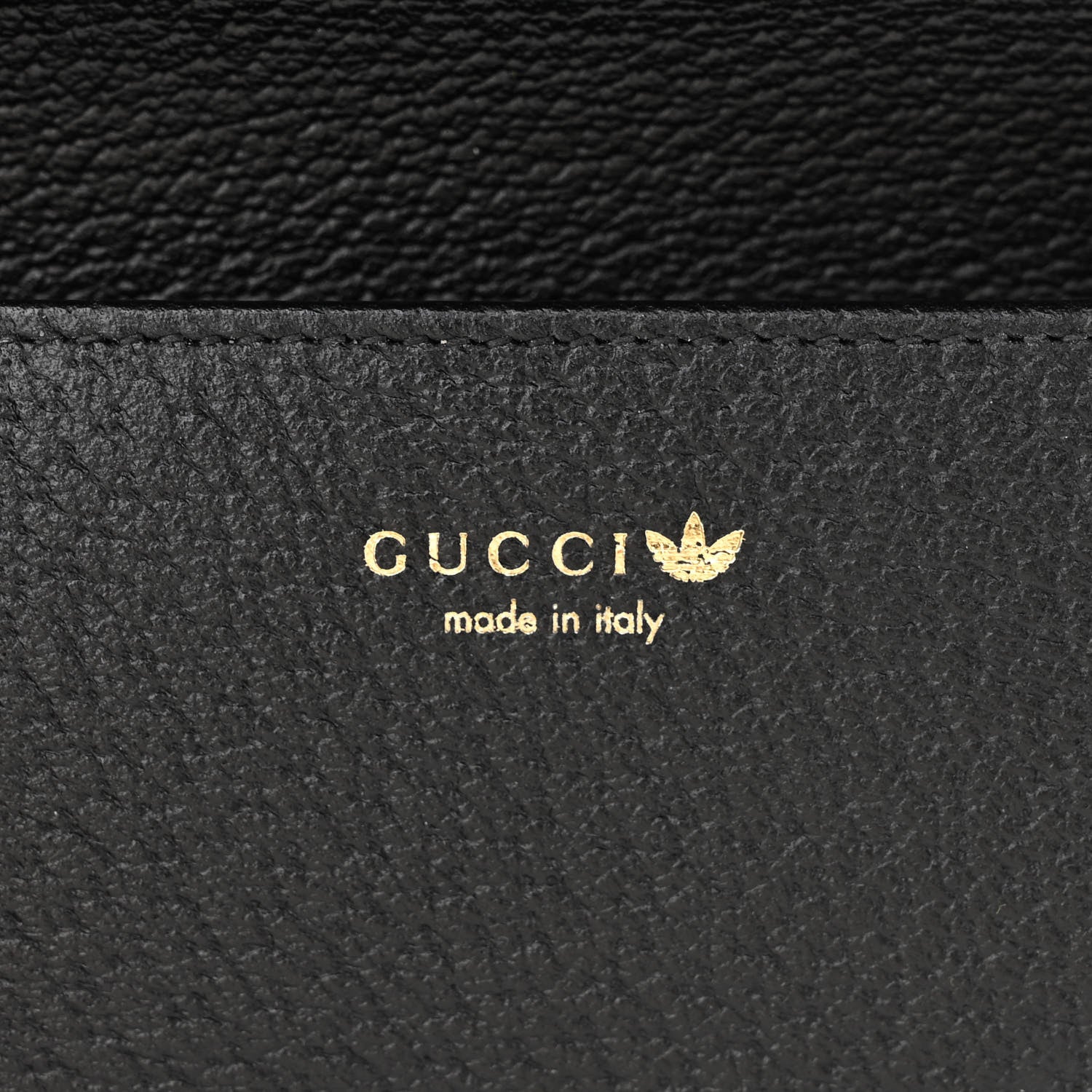 Gucci X ADIDAS Textured Dollar Calfskin Trefoil Embossed Wallet On Chain Off White Black 6 of 11