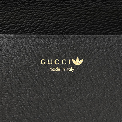 Gucci X ADIDAS Textured Dollar Calfskin Trefoil Embossed Wallet On Chain Off White Black 6 of 11