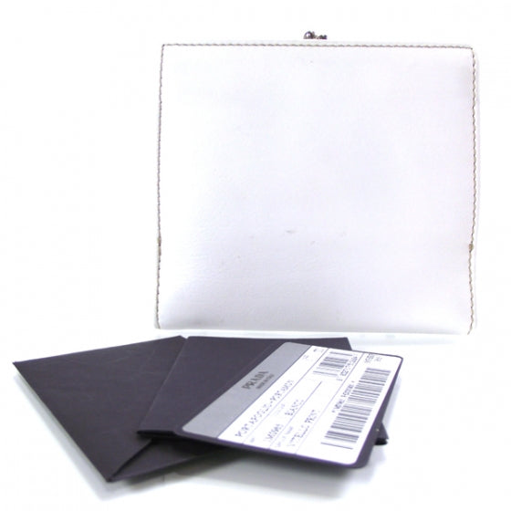 Leather Logo Wallet White