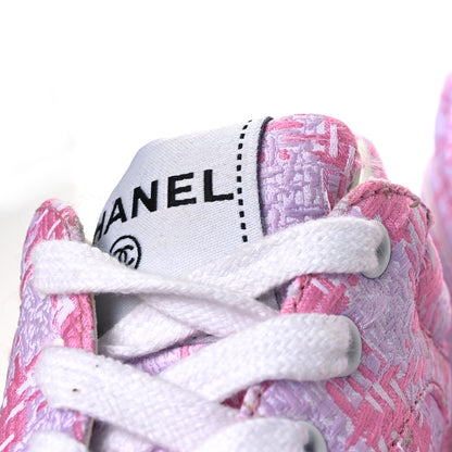 Chanel Tweed CC Sneakers 36 Pink 11 of 12