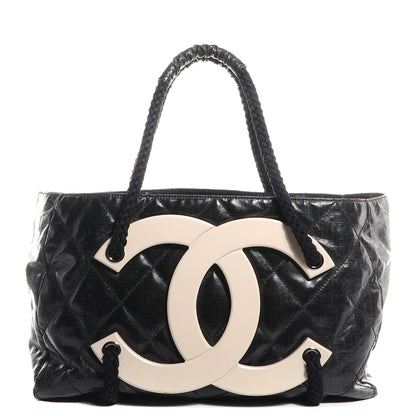 Chanel Coated Canvas Large CC Tote Black White 1 of 8