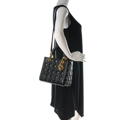 Christian Dior Lambskin Cannage Medium Lady Dior Black 2 of 7