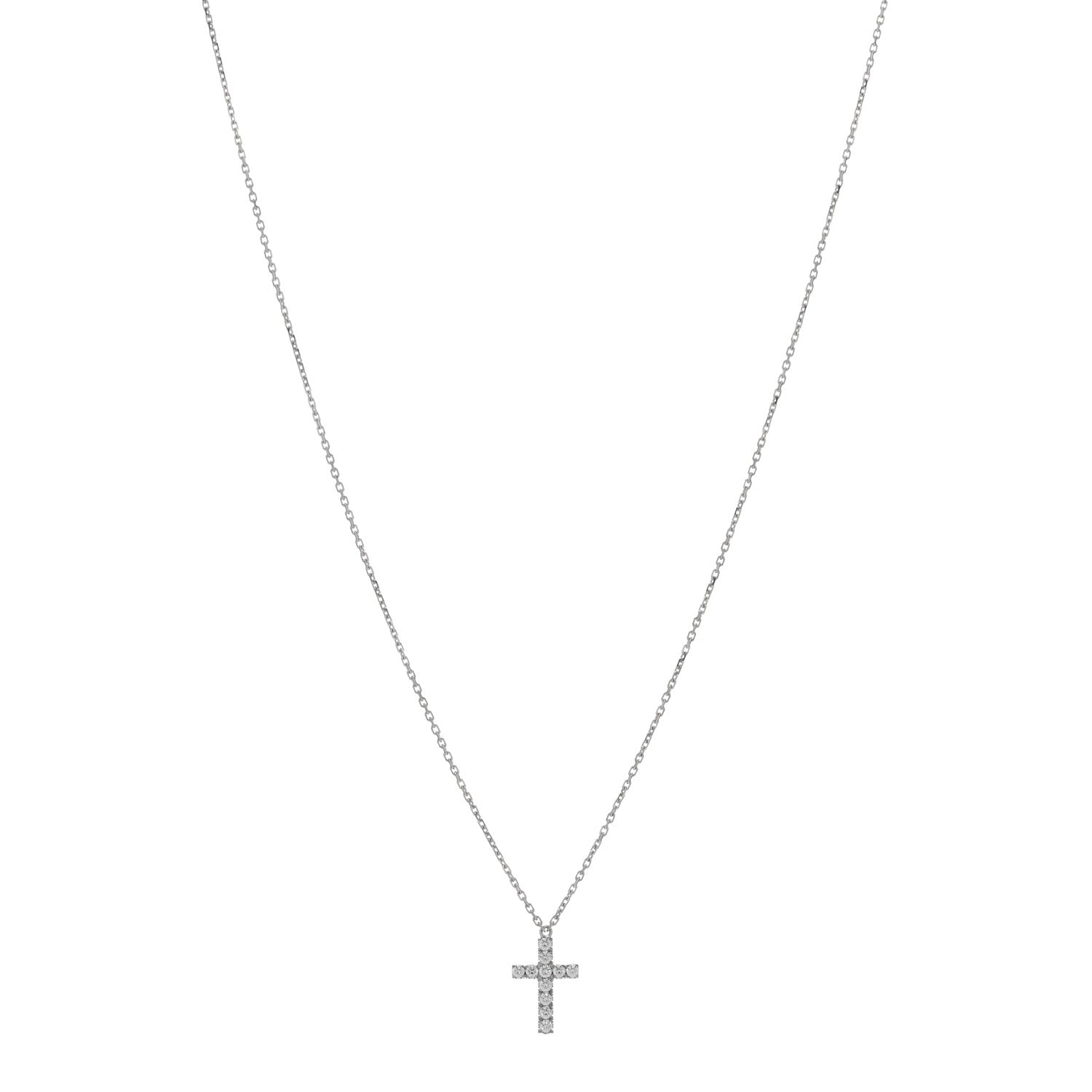 Cartier 18K White Gold Diamond Symbols Cross Pendant Necklace 1 of 3