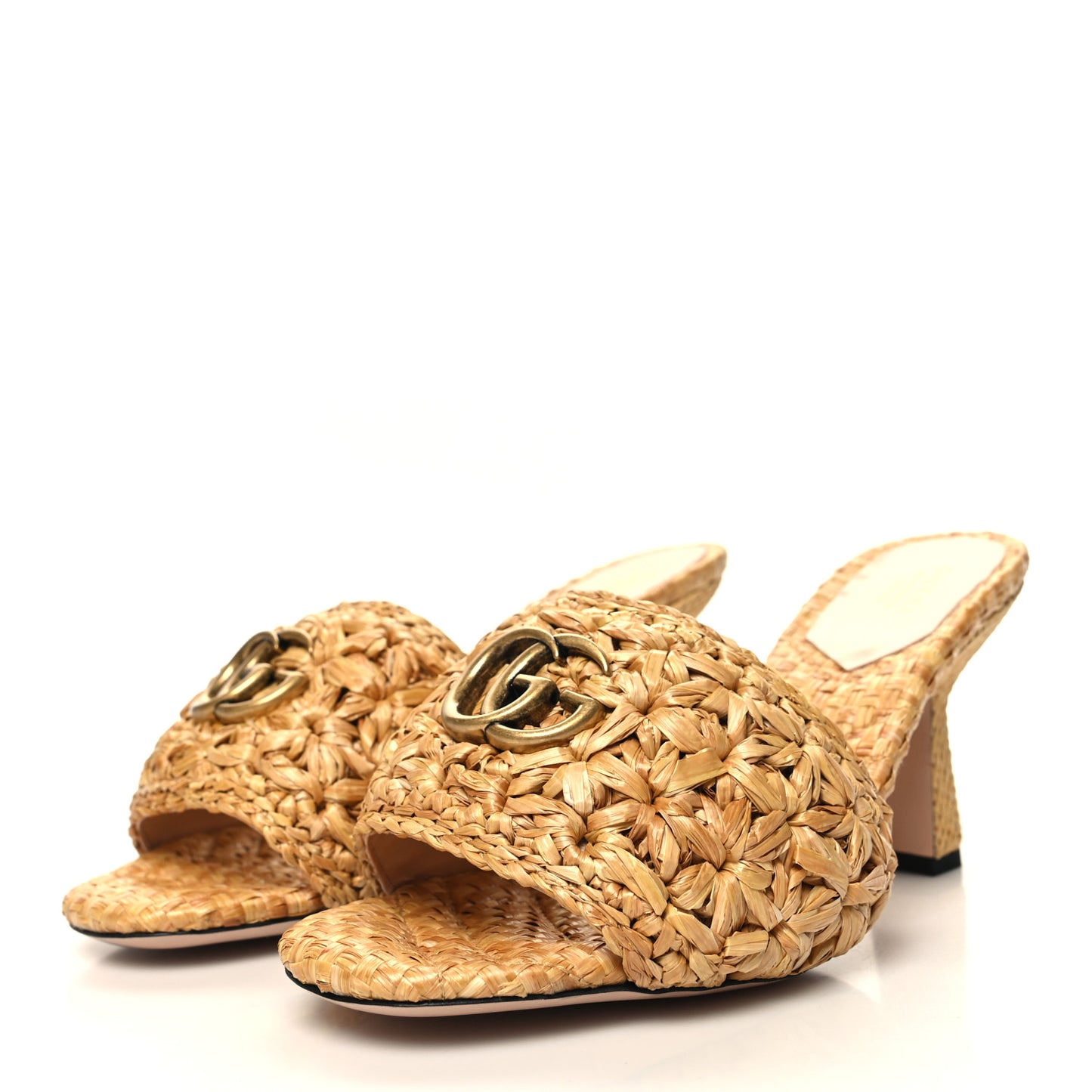 Marrakech Waving Flower GG Marmont 75mm Slide Sandals 38 Natural