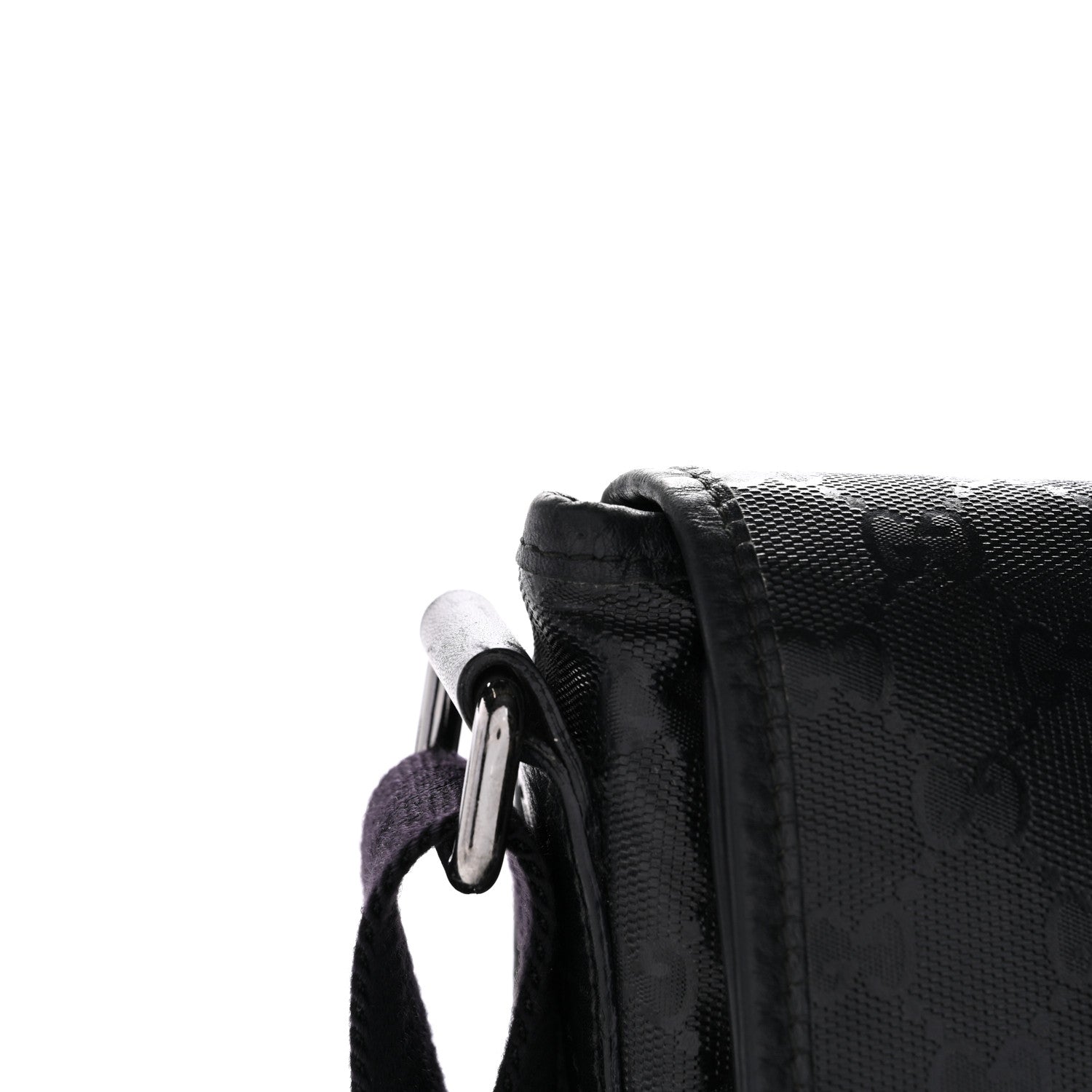 Gucci Imprime Monogram Medium Double Buckle Flap Messenger Bag Black 14 of 14