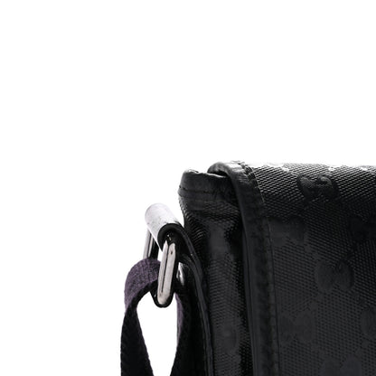 Gucci Imprime Monogram Medium Double Buckle Flap Messenger Bag Black 14 of 14