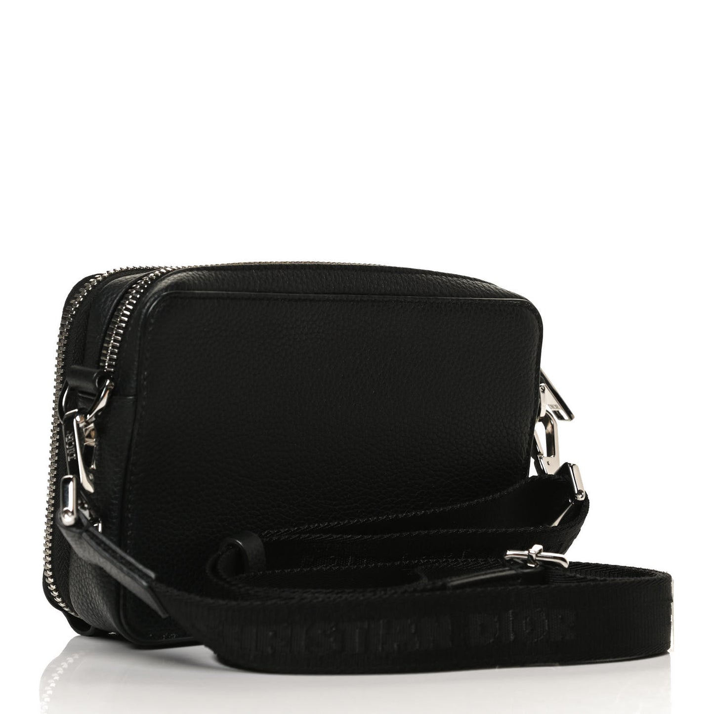 X SHAWN STUSSY Grained Calfskin Double Zip Crossbody Pouch Black