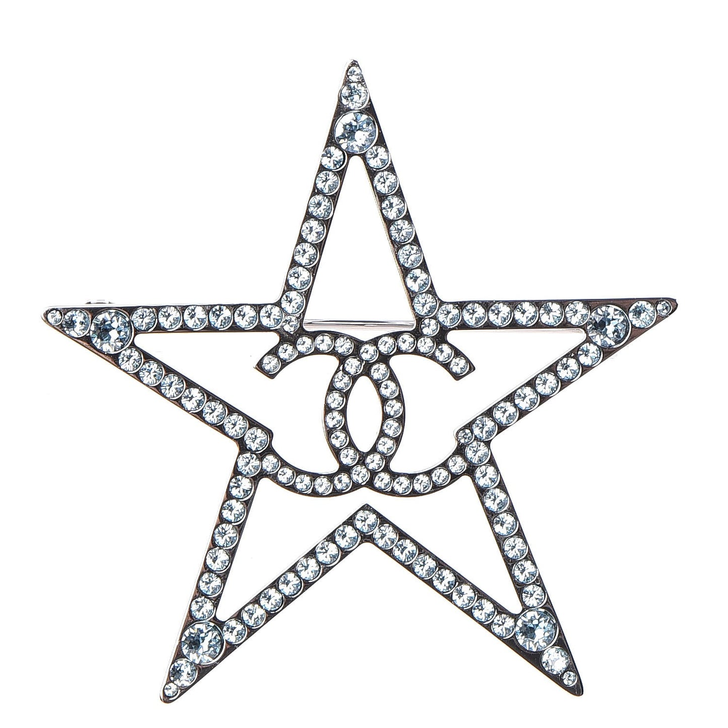 Ruthenium Crystal Star CC Brooch Blue