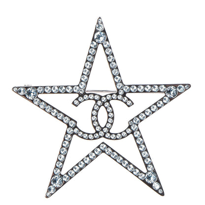 Chanel Ruthenium Crystal Star CC Brooch Blue 1 of 5
