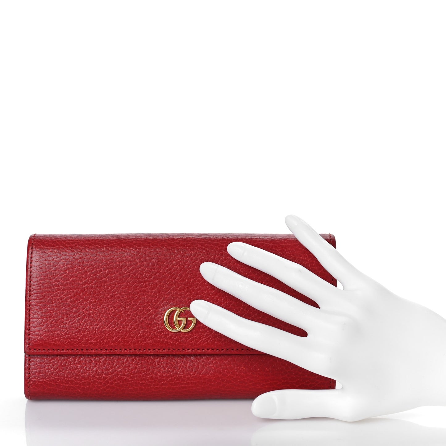 Dollar Calfskin GG Marmont Continental Wallet Hibiscus Red