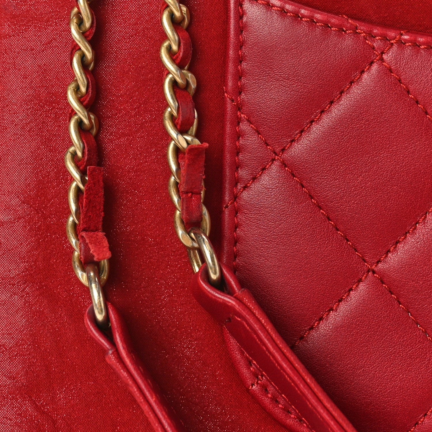 Chanel Lambskin Quilted Square Front Pocket Clutch With Chain Red 13 of 15