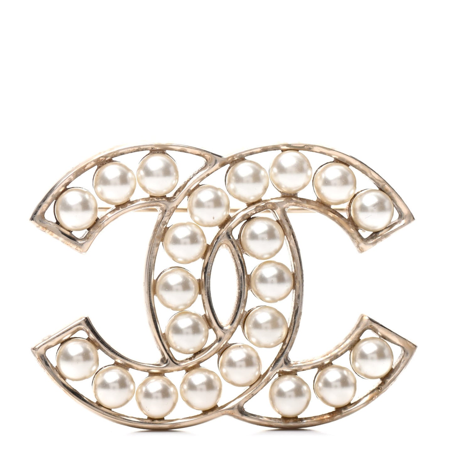 CC Pearl Brooch Pin Gold