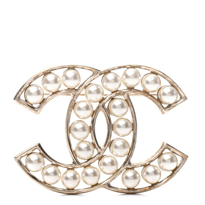 Chanel CC Pearl Brooch Pin Gold 1 of 5