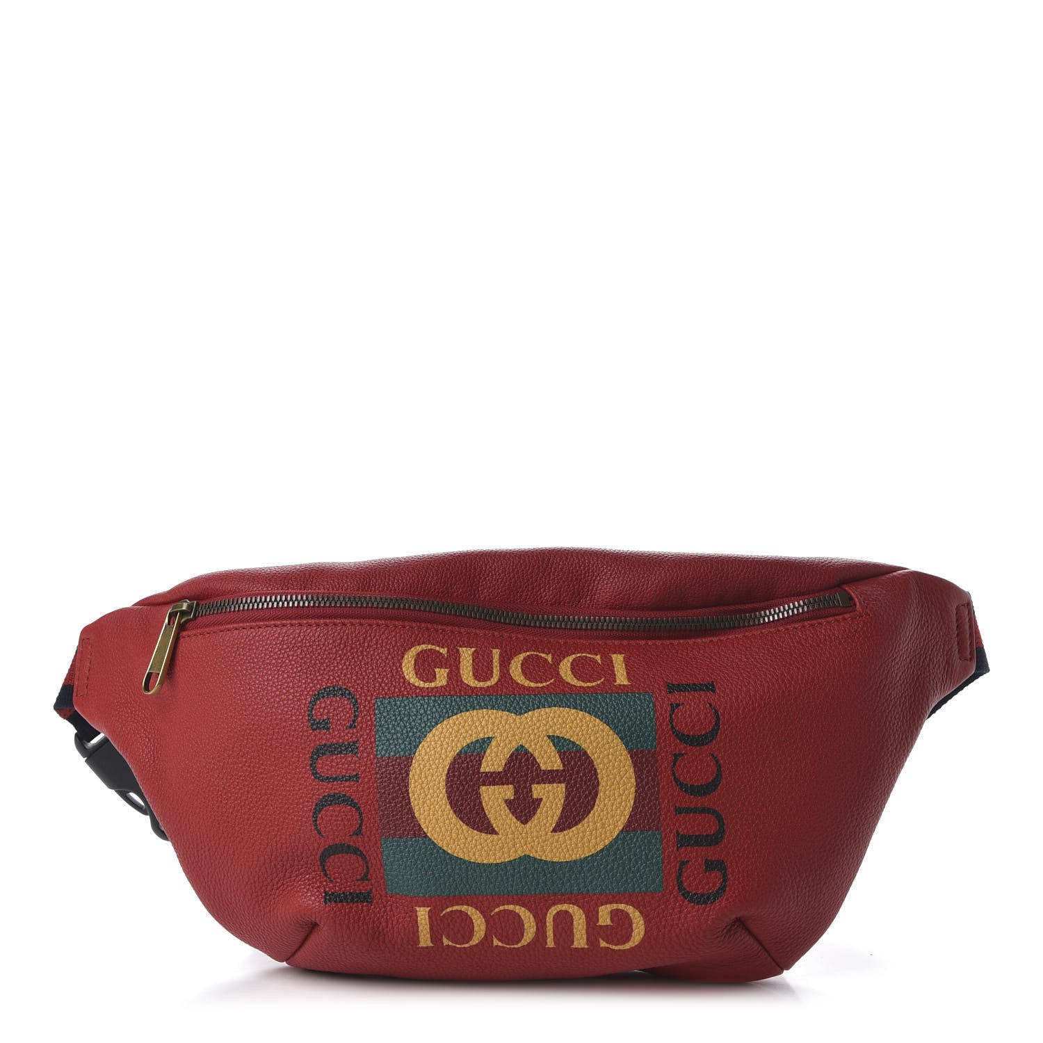 Gucci Grained Calfskin Logo Belt Bag Hibiscus Red 1 of 10