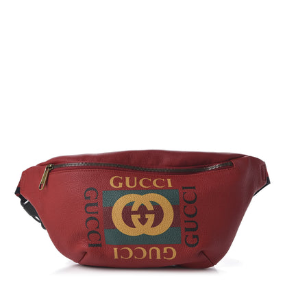 Gucci Grained Calfskin Logo Belt Bag Hibiscus Red 1 of 10