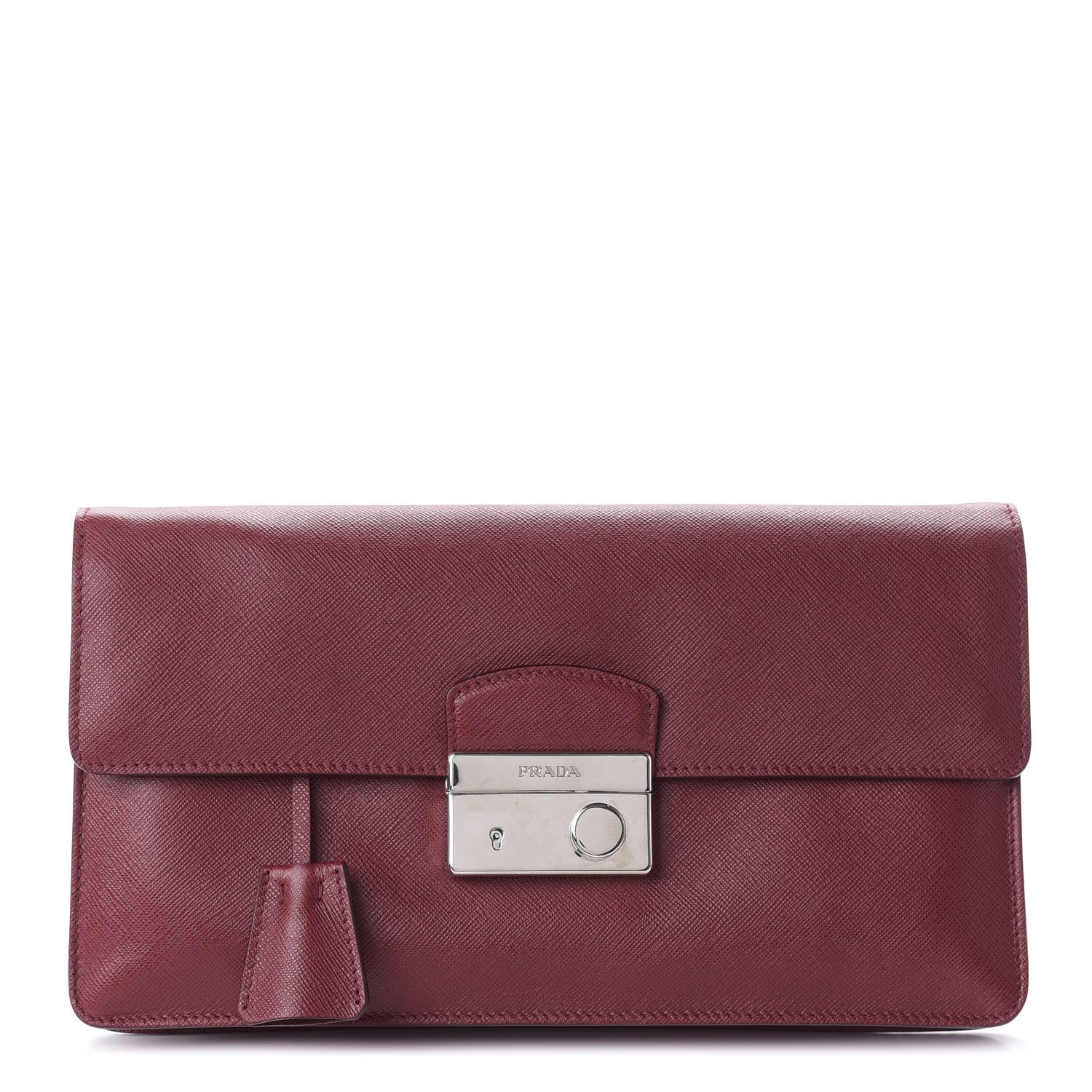 Prada Saffiano Lux Sound Clutch Cherry 1 of 10