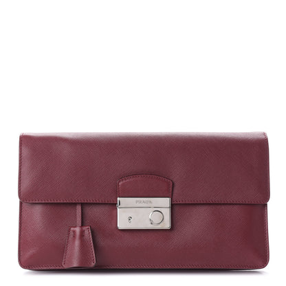 Prada Saffiano Lux Sound Clutch Cherry 1 of 10