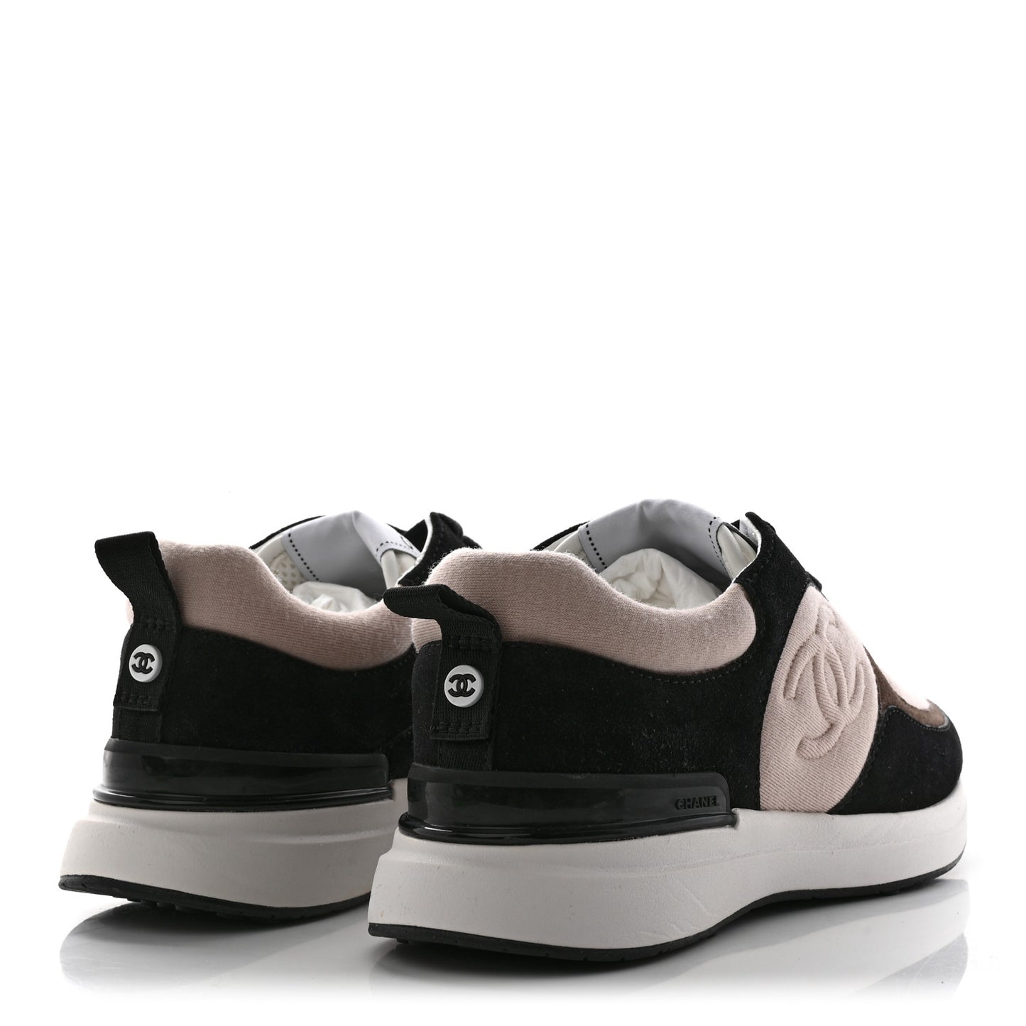 Suede Calfskin Fabric CC Sneakers 36 Dark Grey Light Pink