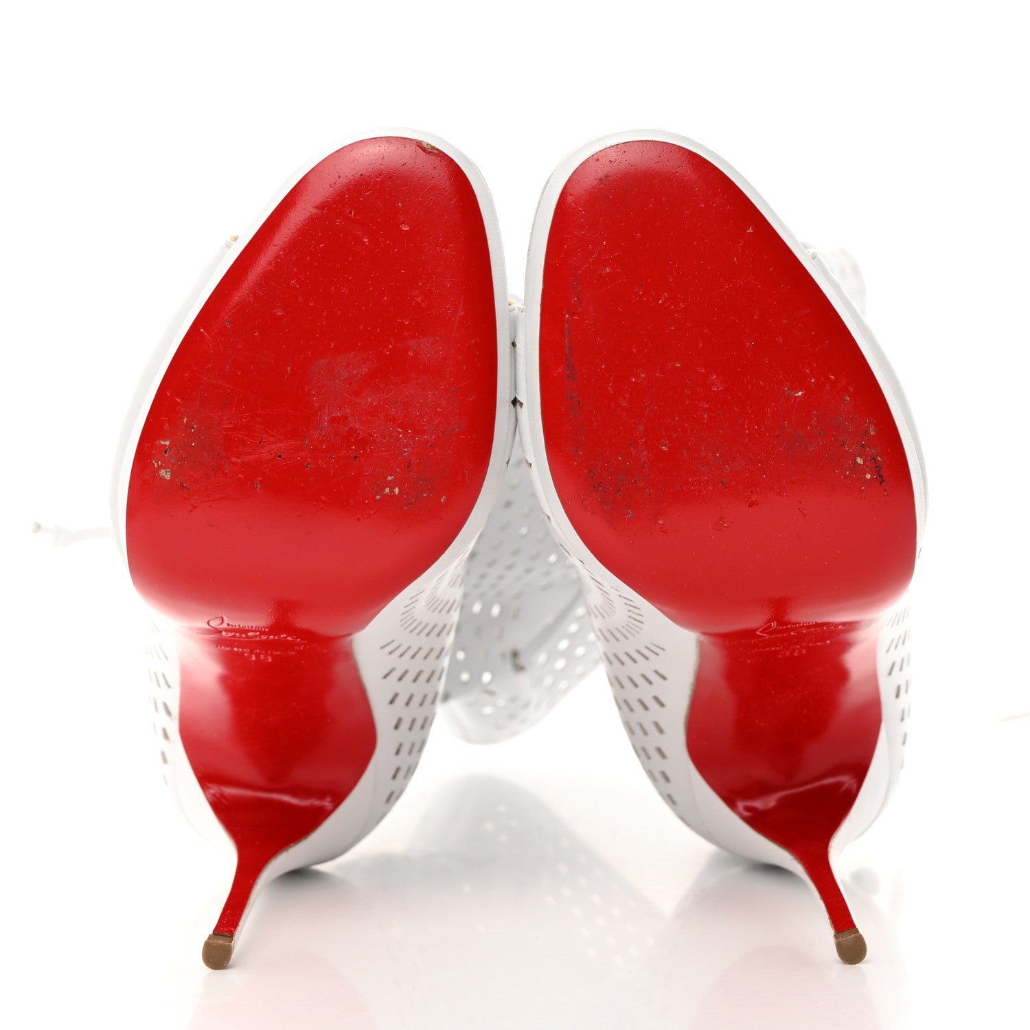 Christian Louboutin Perforated Nappa Suede Jennifer 120 Boots 38 White 5 of 10