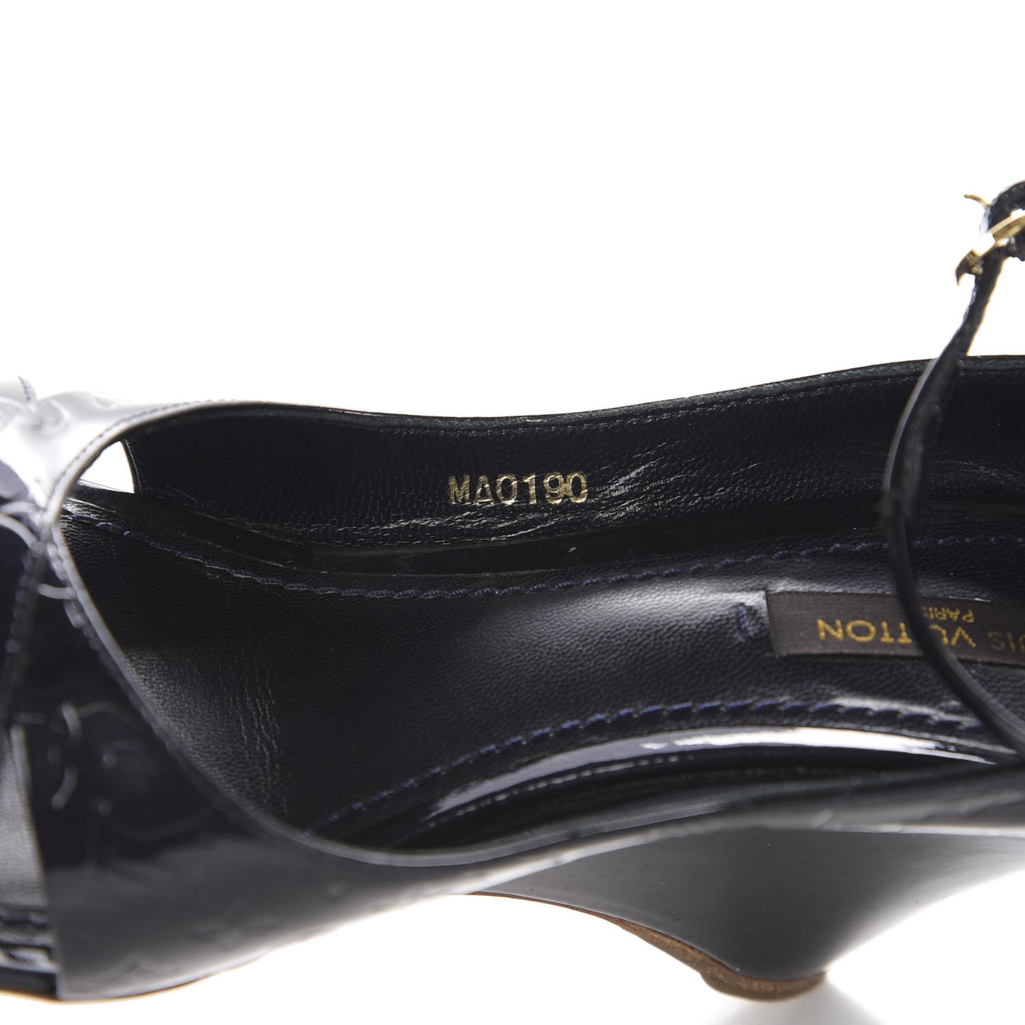 Vernis Ankle Strap Wedge Sandals 36.5 Black
