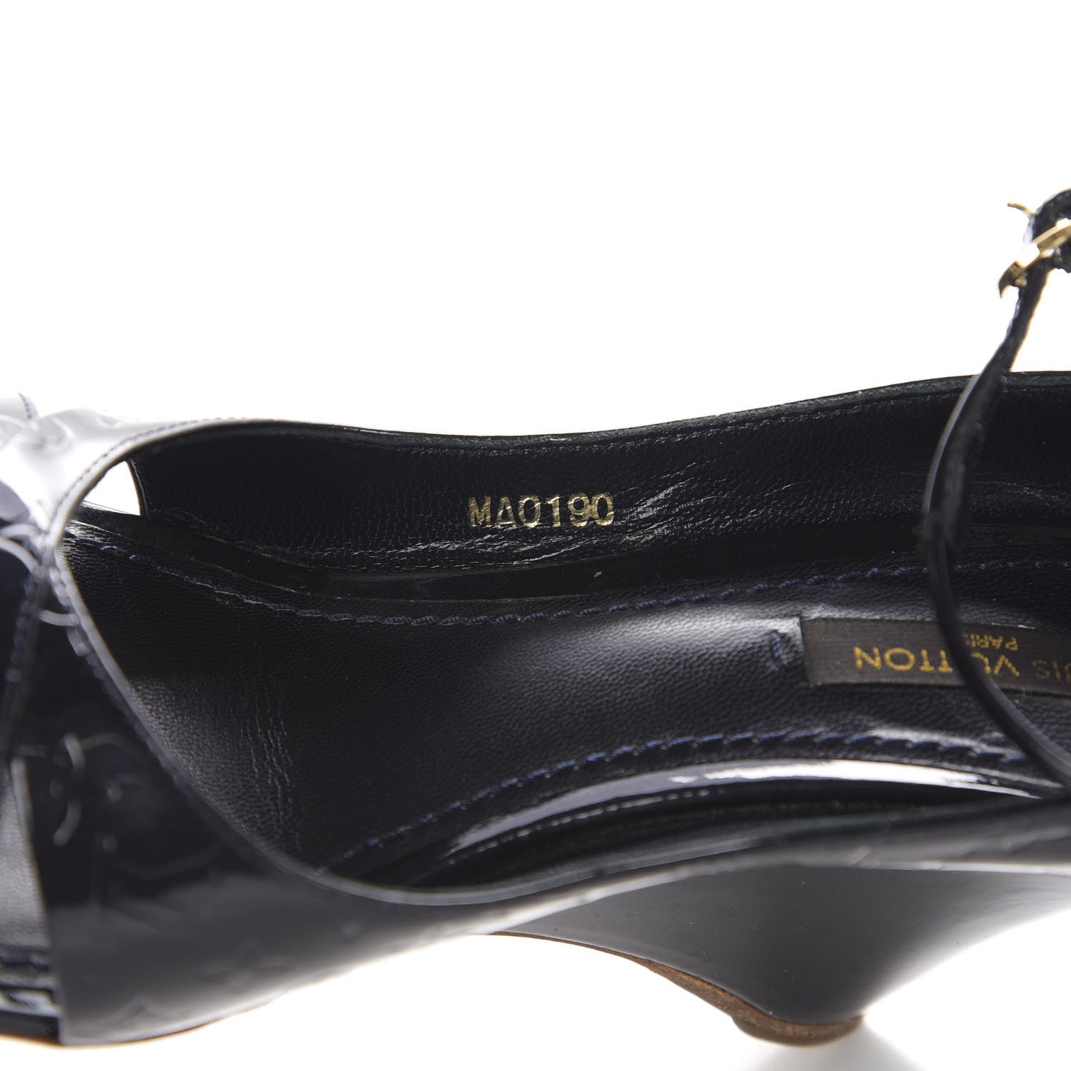 Louis Vuitton Vernis Ankle Strap Wedge Sandals 36.5 Black 7 of 9