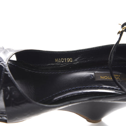 Louis Vuitton Vernis Ankle Strap Wedge Sandals 36.5 Black 7 of 9