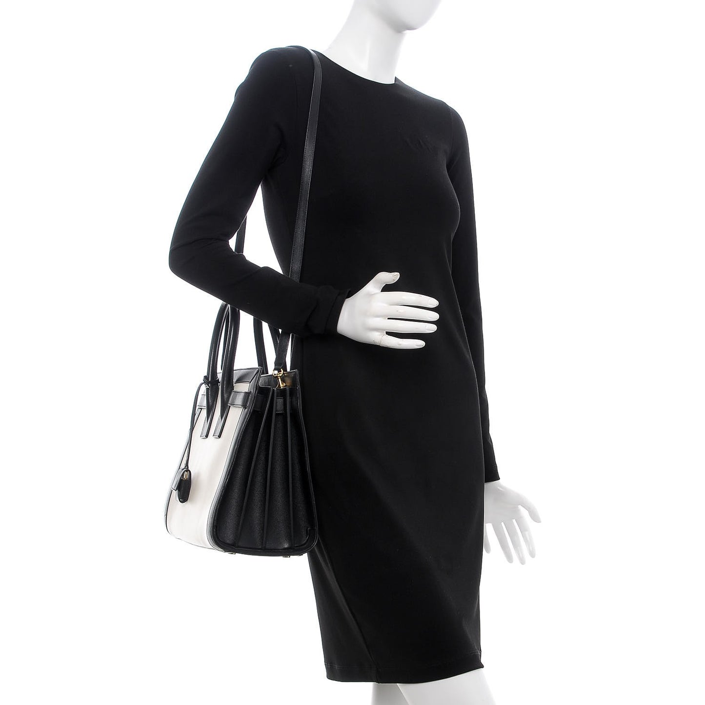 Calfskin Bicolor Small Sac De Jour White Black