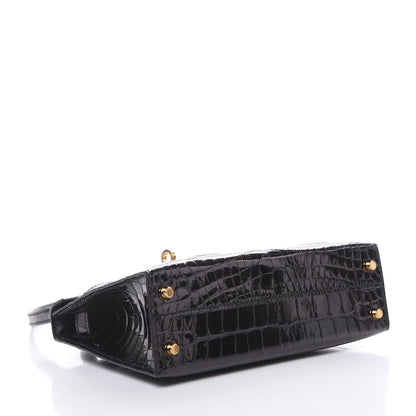 Hermes Shiny Alligator Mini Kelly Sellier 20 Black 7 of 37