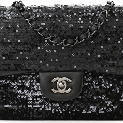 Chanel Sequin Lambskin Medium Moonlight on Water Flap Black 8 of 10