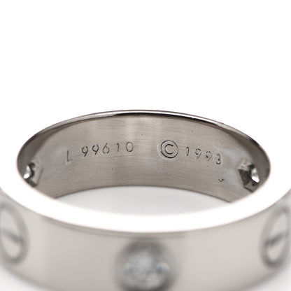 Cartier 18K White Gold 3 Diamond 5.5mm LOVE Ring 52 6 5 of 6