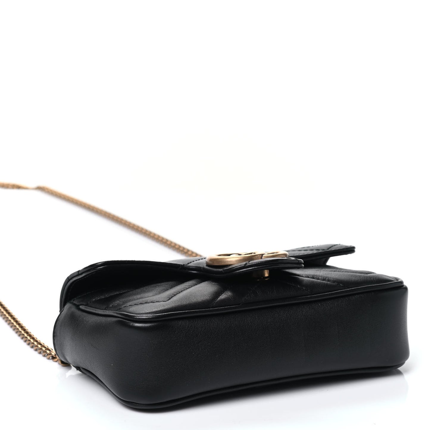 Calfskin Matelasse Super Mini GG Marmont Shoulder Bag Black
