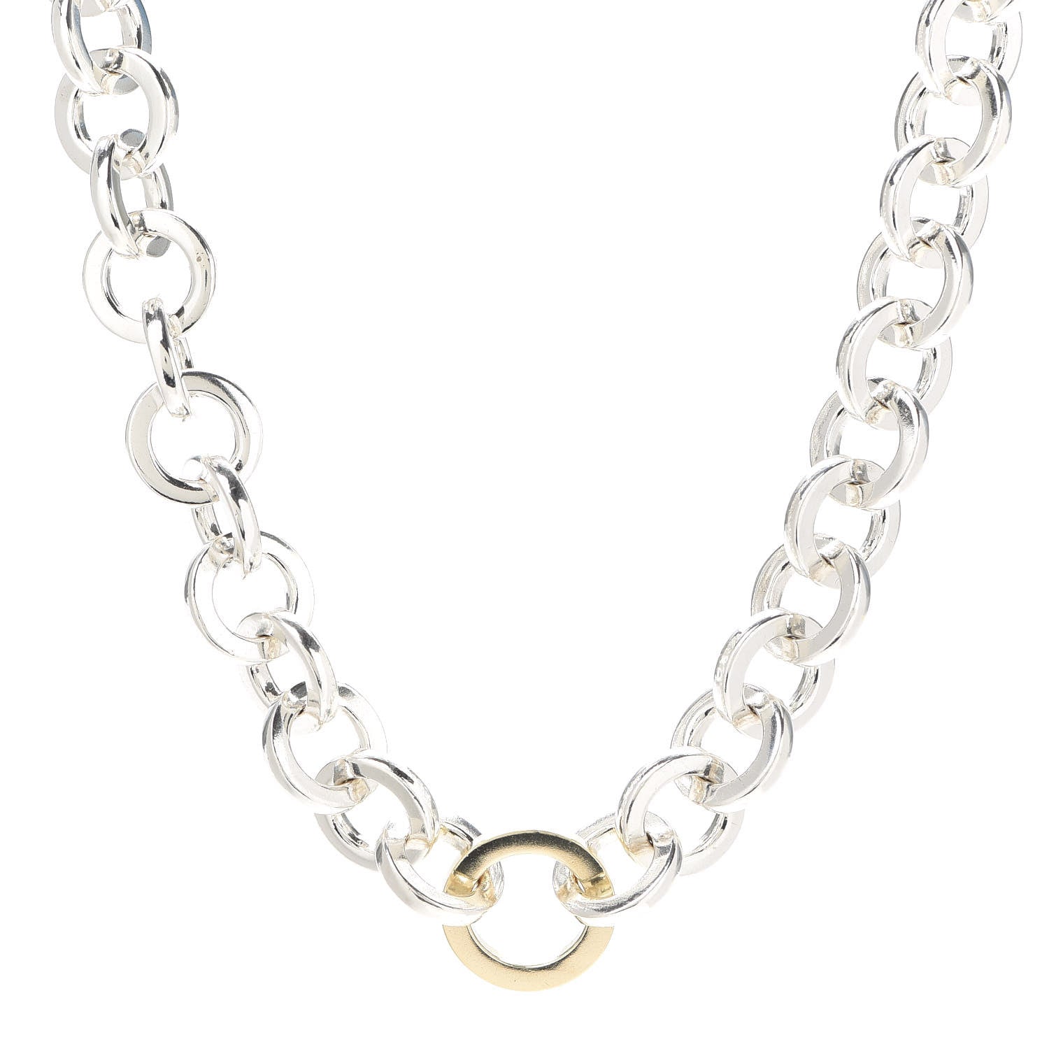 Tiffany Sterling Silver 18K Yellow Gold Circle Link Necklace 1 of 5