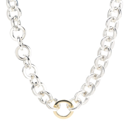 Tiffany Sterling Silver 18K Yellow Gold Circle Link Necklace 1 of 5