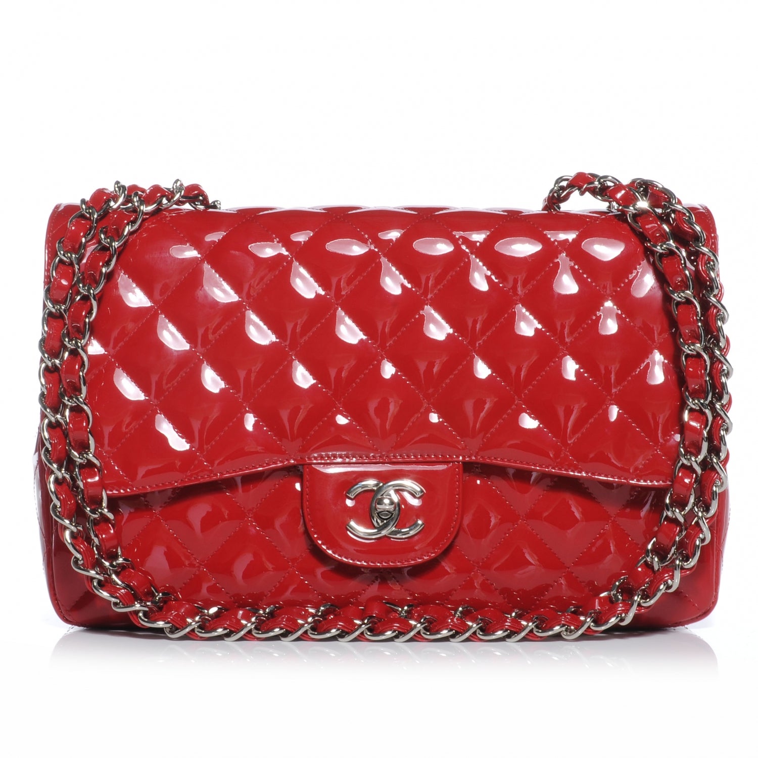 Chanel Patent Jumbo Single Flap Red 1 of 8