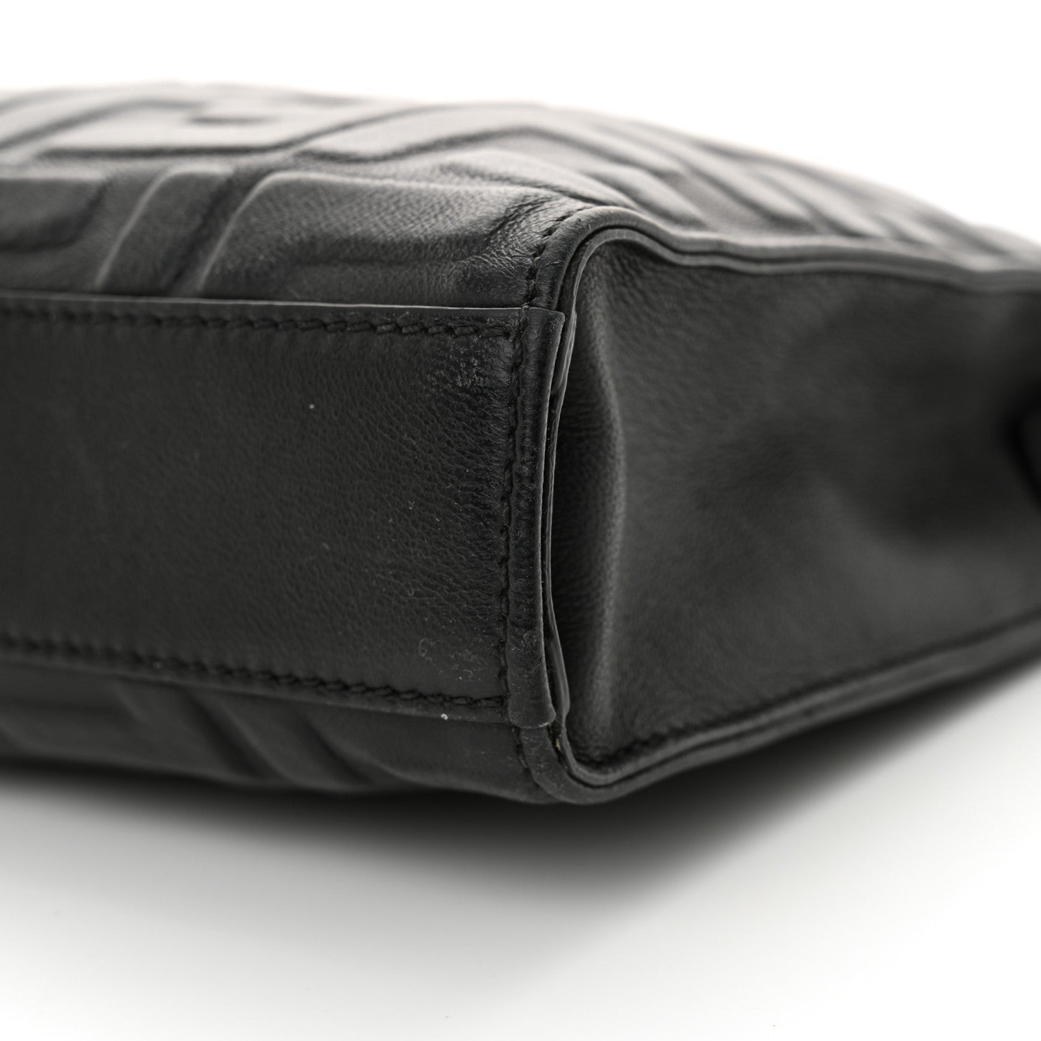 Fendi Vitello Grace FF 1974 Embossed Flat Pouch Black 10 of 12
