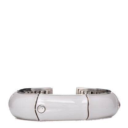 John Hardy Sterling Silver Enamel Bamboo Cuff M White 1 of 4