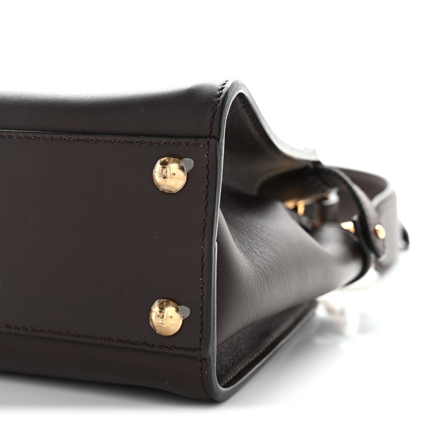 Vitello Seta Suede FF Mini Peekaboo Iconic Satchel Chocolate Sigaro Marrone
